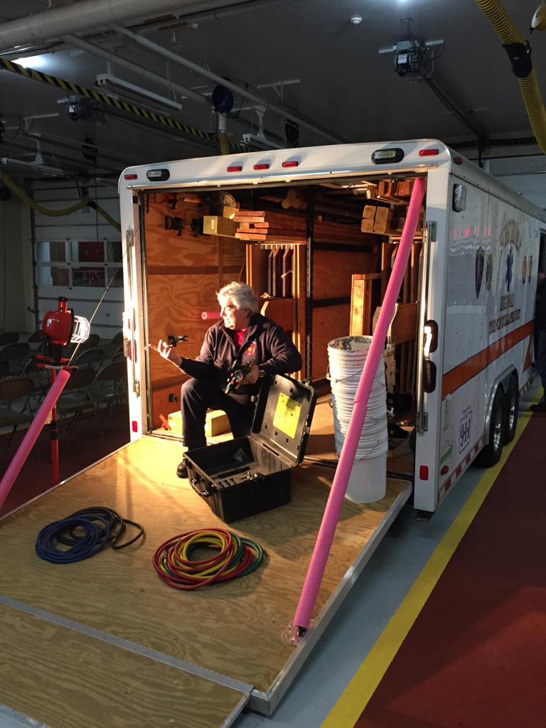 Watch Hill Fire Lieutenant Mello explains the air bag system used by the Regional Trench Rescue team at a Southern League training held at Ashaway Fire. 